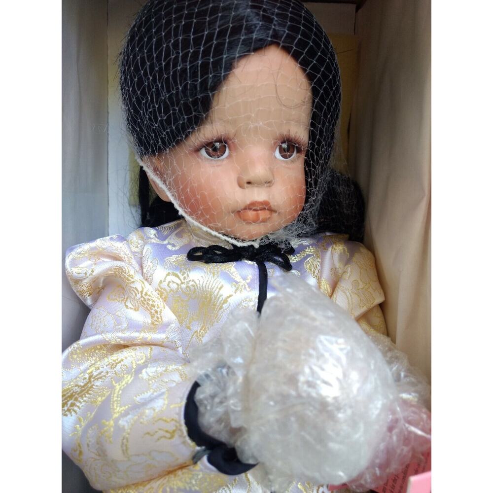 Porcelain Doll Golden Orchid Praying Girl Doll Paradise Galleries w/COA 14"